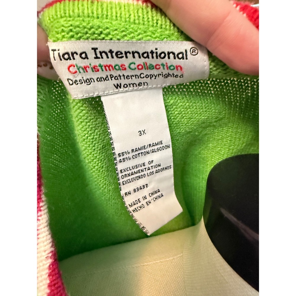 90s/Y2K Christmas Santa Cardigan Sweater Green 3X - Picture 7 of 7